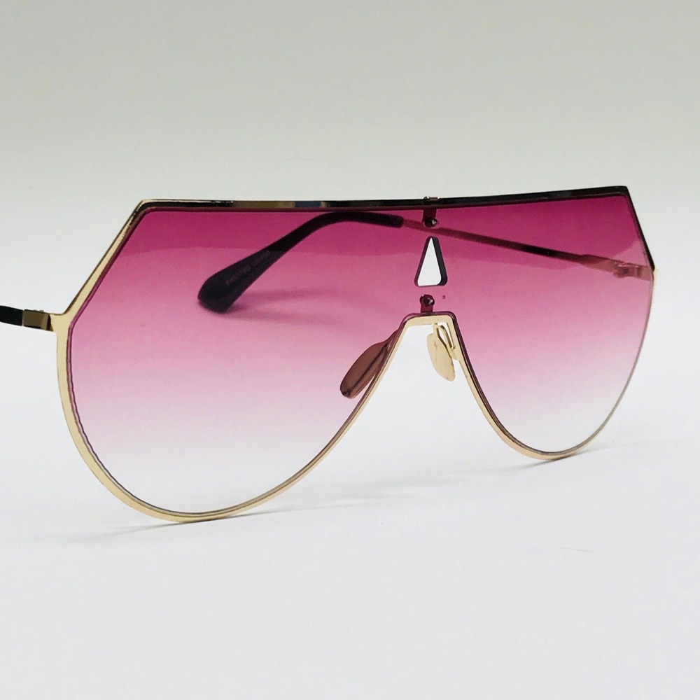 Shield‎ Sunglasses Oversized Purple Ombre Lens Gold Frame Fashion Sunnies UV400